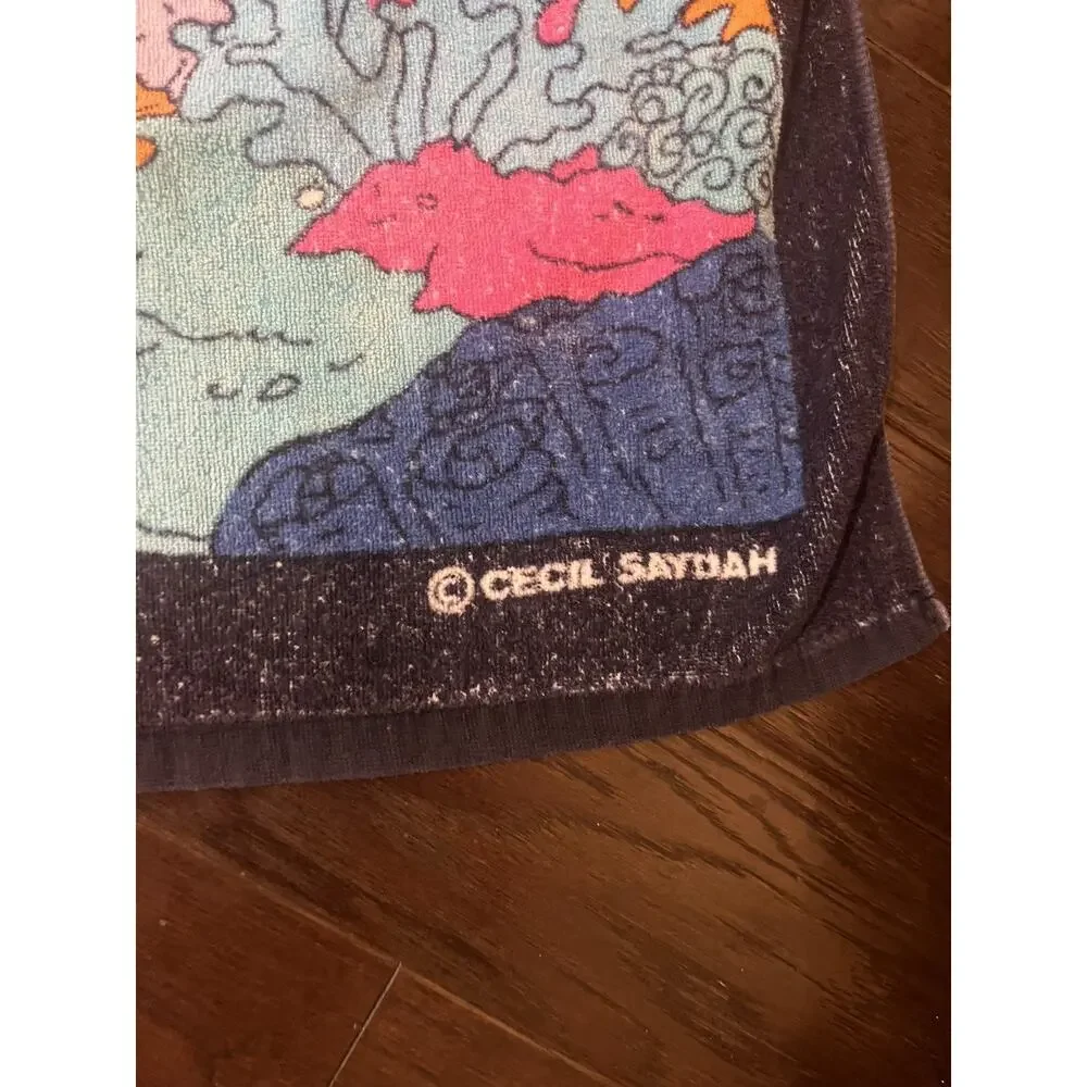 Cecil Saydah Vintage Beach Towel Tropical Fish Ocean Sea Life Coral Reef